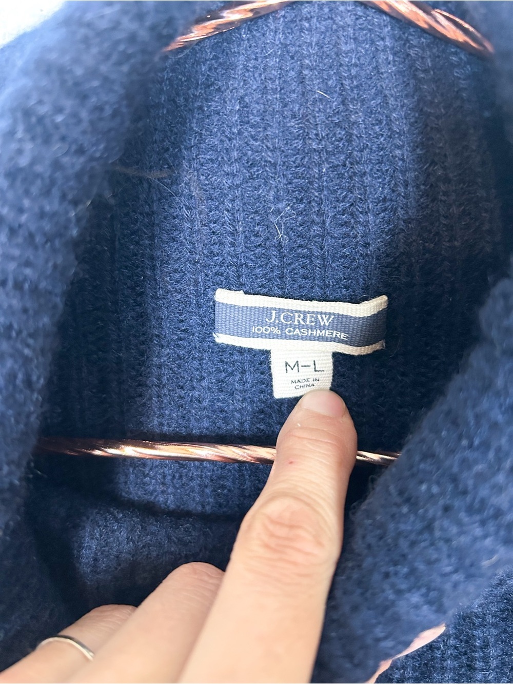 J. Crew Cashmere Striped Navy Turtleneck Sweater - Picture 5 of 7